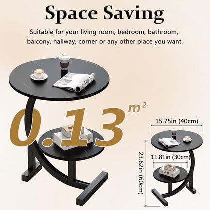 2 Tier Small Sofa Side Table Coffee End Round Table Shelf Living Room Bedroom