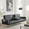 Sofa Bed 3 Seater Faux Leather Click Clack Couch Cup Holders Grey Cream Black