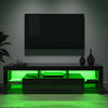 Black&White TV Unit Cabinet Stand with LED Light 160cm High Gloss Doors Storage