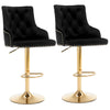 2x Breakfast Bar Stools Velvet Kitchen Counter Chair Lift Chrome Base Pub Restur