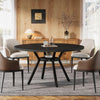 Dining Table Round Wood Top Metal Base Farmhouse Industrial Kitchen Dining Room