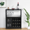 Modern 3Tier Bar Cabinet with Removable Rack & Mesh Door,Adjustable Shelves