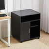 Wood Open Shelf Printer Stand Office File Storage Cabinet Side Table with Wheels