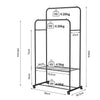 Rolling Clothes Garment Rack Double Pole Hanging Rail On Wheels w/ Shelf