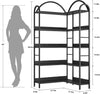 Arched Bookshelf Corner Bookcase L Shaped Bookshelf Metal Frame Display Rack