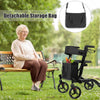 Folding Aluminum Walker Four Wheels Medical Rollator with Seat & Carrying Bag