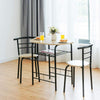 Small Table and 2 Chairs 3PCS Bar Kitchen Dining Breakfast Furniture Set W/Shelf
