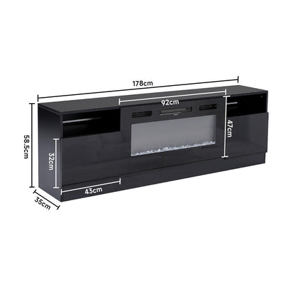 70'' TV Stand Cabinet, 36'' Electric Fireplace Media Entertainment LED RGB Light