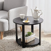 Black/White Bedside Table Round Cabinet Side End Table Nightstand Storage Shelf