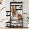 Coat Rack Shoe Bench with Storage Cubbies, Hooks & Top Shelf，Entryway Organizer