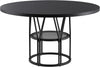 47" Round Dining Table for 4-6 with Storage Shelf Space Saving Metal Frame Home