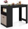 Bar Table Marble Counter Height Storage Cabinet Shelf Hooks Kitchen Breakfast