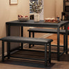 Dining Table Set for 4 w/ 2 Upholstered Benches, Space Saving Kitchen Table Set
