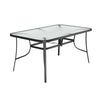 Large 150CM Glass Top Garden Dining Table Parasol Hole Bistro Outdoor Furniture