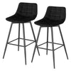 2/4/6x Velvet Padded Bar Stools Breakfast Kitchen Cafe Barstools with Backrest