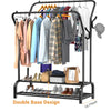 Heavy Duty Double Clothes Rail Rack Garment Hanging Display Stand Shoes Shelves