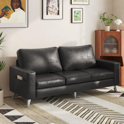 3 Seater Sofa, Modern Sofa Couch Large, Faux Leather Sofa for Living Room Office