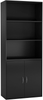 Bookcase 3 Tier 2 Door Shelf Unit Living Room Storage Bookshelf Rustic Brown