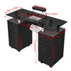 Manicure Nail Table with Glass Top Salon Beauty Station Technician Storage Desk