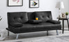 Sofa Bed Faux Leather with Cup Holders 2 Seater Click Clack Living Room Recliner