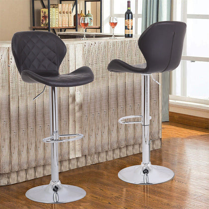 2x Bar Stools Modern Cuban Venus Breakfast Bar Kitchen Swivel Leather Barstools