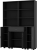 Bookcase Storage Cabinet Oak Shelving Unit Six Shelves Drawer Modern Large