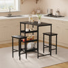 3pcs Dining Table Set w/ 2 Bar Stools,Small Kitchen Table&Storage Shelves Flat