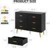 6 Drawer Dresser Modern Wooden Dresser with Gold Handle Chest of Drawers Storage