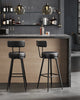 Set of 2 Swivel Bar Stools with Backs, Synthetic Leather Counter Chairs