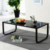 Modern Glass Coffee Table Side End Table Black Metal Legs Living Room Furniture