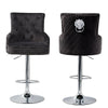 360° Swivel Black Grey Velvet Bar Stool Gas Lift Lion Head Elevated Chair Seat