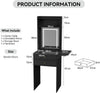 Small Dressing Table with Foldable Side Panel LED Light Mirror Shelves Vanity