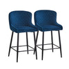 2 pcs Faux Leather / Velvet Bar Stools Diamond Design Soft Upholstered Seat Back