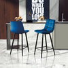 2 pcs Modern Grey Breakfast Bar Stools Velvet Padded Seat Metal Legs Kitchen Pub