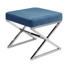 Square Fabric Stool Footstool Pouffe Seat Sofa Side Chair with Chrome Legs Stand