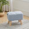 Linen Upholstered Chair Stool Shoes Changing Seat Footstool Footrest with Pocket