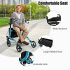 Folding Aluminum Walker Four Wheels Medical Rollator with Seat & Carrying Bag