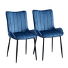Set of 2 Velvet Dining Chairs Set Padded Seat Metal Legs Kitchen Home Furniture