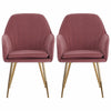 2X Dining Chairs Velvet Set Padded Seat Gold Metal Leg Kitchen Chair Home Office