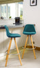 Bar Stools Kitchen Breakfast Chairs Dining Modern Wooden Velvet | Set of 2