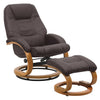 Faux Leather Swivel Recliner Chair Wooden Base w/Foot Stool Armchair Home Office