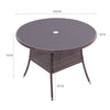 Rattan Tempered Glass Garden Tea Table Outdoor Patio Bistro W/ Umbrella Hole