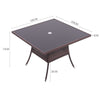 Rattan Tempered Glass Garden Tea Table Outdoor Patio Bistro W/ Umbrella Hole