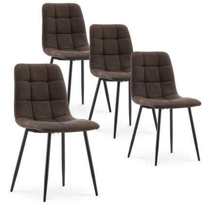 4X Dining Chairs Faux Leather Padded Seat Metal Legs Dining Room