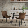 2x Brown Dining Chairs Faux Leather Padded Seat Dining Room Chair Modern
