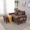 2 Seater faux leather/Linen Fabric Love Seat Sofa Armchair with Footstool Couch