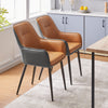 2pcs Faux Leather Dining Chairs Set Color Match Metal Legs Armchair Restauant