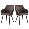Set of 2 Armchairs Dining Chairs with Arms Velvet PU Faux Leather Chairs Kitchen