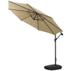 Cantilever Garden Hanging Sun Umbrella Banana Parasol Sunshade with Crank System