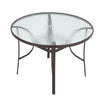 Large 105CM Glass Top Garden Dining Table Parasol Hole Bistro Outdoor Furniture